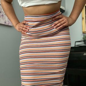 Verticle striped bright pencil skirt